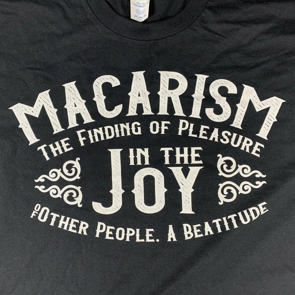 Port & Company T-Shirt Top Black White Graphic MACARISM 100% Cotton Tee 2XL NWOT - Picture 3 of 11